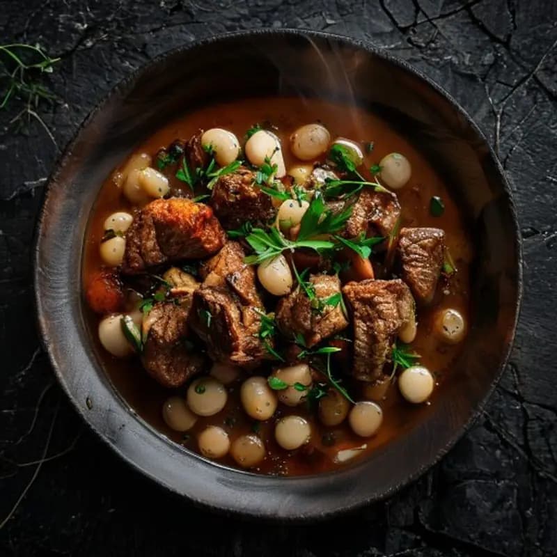 Haricots blancs mijotés à l'agneau